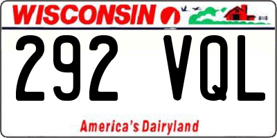 WI license plate 292VQL