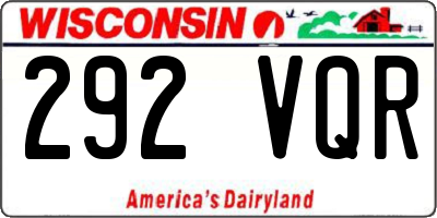 WI license plate 292VQR
