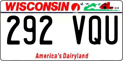 WI license plate 292VQU