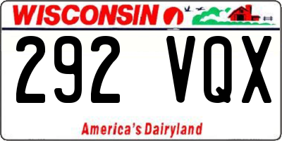 WI license plate 292VQX