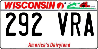 WI license plate 292VRA