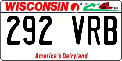 WI license plate 292VRB