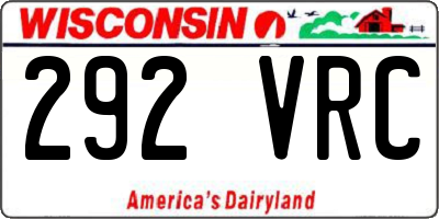 WI license plate 292VRC
