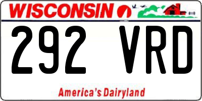 WI license plate 292VRD