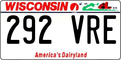 WI license plate 292VRE