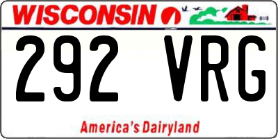 WI license plate 292VRG
