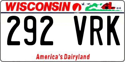 WI license plate 292VRK