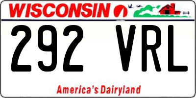 WI license plate 292VRL