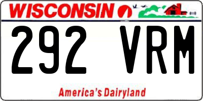 WI license plate 292VRM