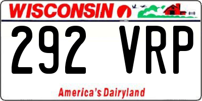 WI license plate 292VRP