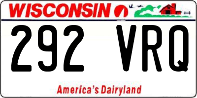 WI license plate 292VRQ