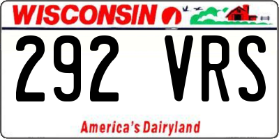 WI license plate 292VRS