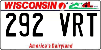 WI license plate 292VRT