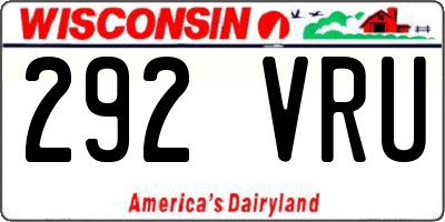 WI license plate 292VRU