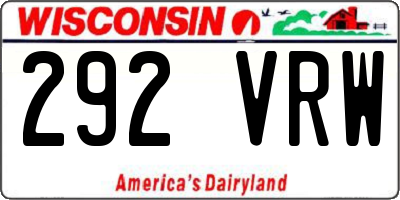 WI license plate 292VRW