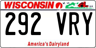 WI license plate 292VRY