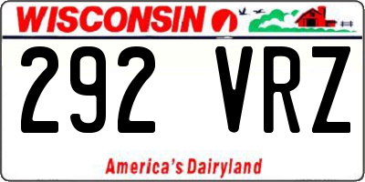WI license plate 292VRZ