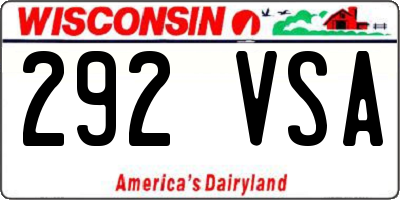WI license plate 292VSA