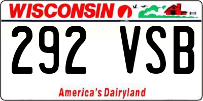 WI license plate 292VSB