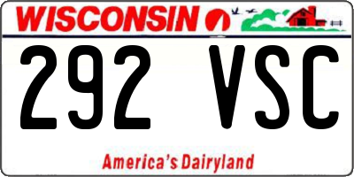 WI license plate 292VSC