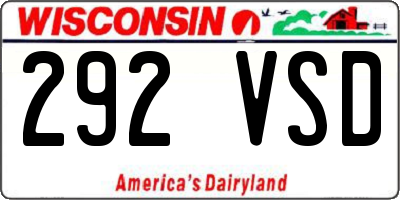 WI license plate 292VSD