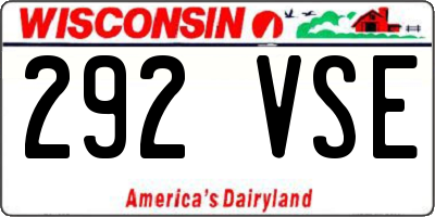 WI license plate 292VSE
