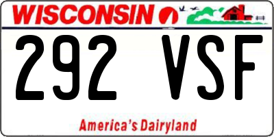 WI license plate 292VSF