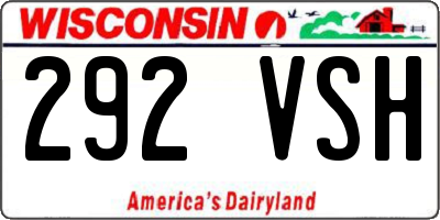 WI license plate 292VSH