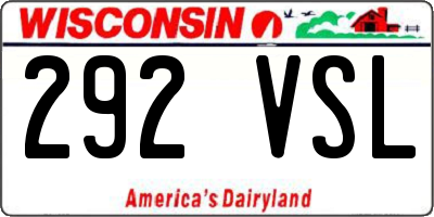 WI license plate 292VSL