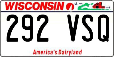 WI license plate 292VSQ