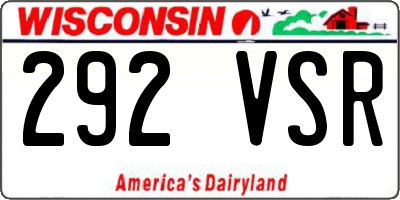 WI license plate 292VSR