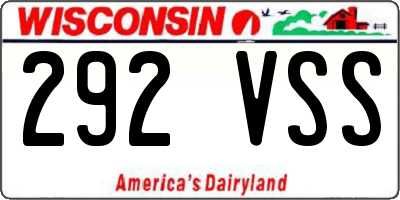 WI license plate 292VSS