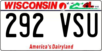 WI license plate 292VSU