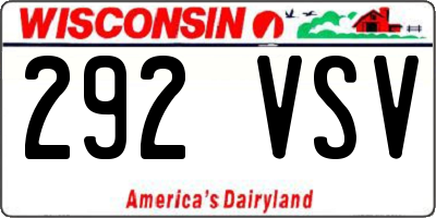 WI license plate 292VSV