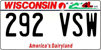 WI license plate 292VSW