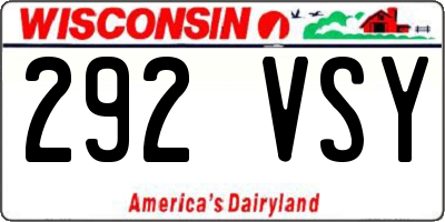 WI license plate 292VSY