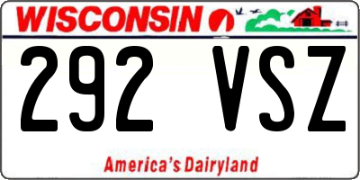 WI license plate 292VSZ