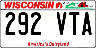 WI license plate 292VTA