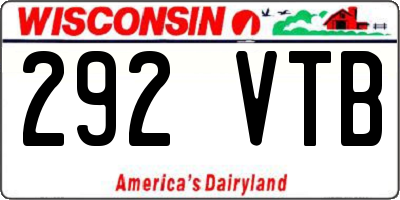 WI license plate 292VTB