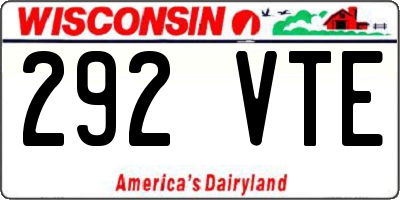 WI license plate 292VTE