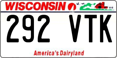 WI license plate 292VTK