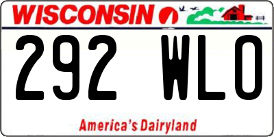WI license plate 292WLO