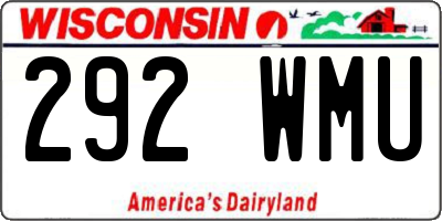 WI license plate 292WMU
