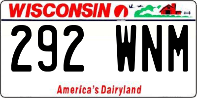 WI license plate 292WNM