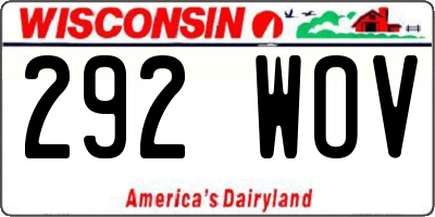 WI license plate 292WOV