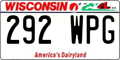 WI license plate 292WPG