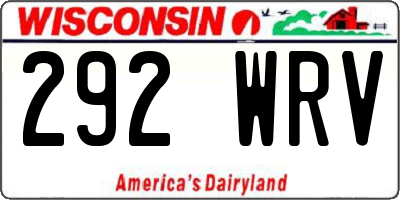 WI license plate 292WRV