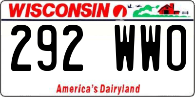 WI license plate 292WWO
