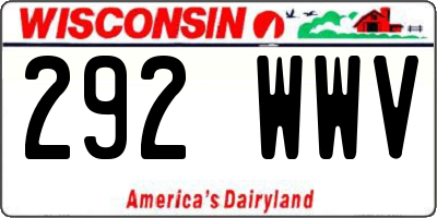 WI license plate 292WWV