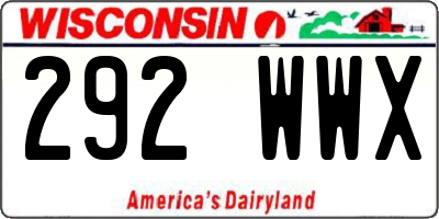 WI license plate 292WWX